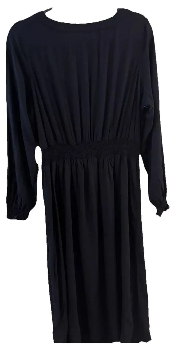Croft And Barrow Black Dress Large Midi Long Sleeve Rayon Career Professional